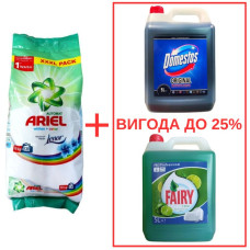 Порошок Ariel Whites&Color+Lenor 10кг / Domestos Orig 5л / Fairy Лайм 5л