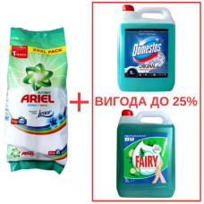 Порошок Ariel Whites&Color+Lenor 10кг / Domestos Alp.св. с кислот 5л / Fairy Алоэ 5л