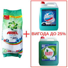Порошок Ariel Whites&Color+Lenor 10кг / Domestos Alp.св. с кислот 5л / Fairy Лайм 5л
