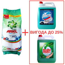 Порошок Ariel Whites&Color+Lenor 10кг / Domestos Alp.св. с кислот 5л / Fairy Мята 5л