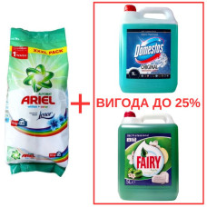 Порошок Ariel Whites&Color+Lenor 10кг / Domestos Alp.св. с кислот 5л / Fairy Яблоко 5л