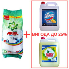 Порошок Ariel Whites&Color+Lenor 10кг / Domestos Лимон 5л / Fairy Банан 5л
