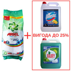 Порошок Ariel Whites&Color+Lenor 10кг / Domestos Лимон 5л / Fairy Лайм 5л
