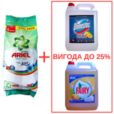 Порошок Ariel Whites&Color+Lenor 10кг / Domestos Лимон 5л / Fairy Лимон 5л