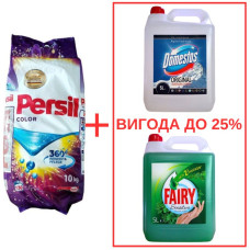Порошок Persil Color 10кг / Domestos Alp.св. 5л / Fairy Мята 5л
