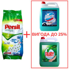 Порошок Persil Universal+Silan 10кг / Domestos Alp.св.с кислот 5л / Fairy Мята 5л