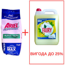 Порошок Ariel AlphaWhite 10кг / Fairy Банан 5л