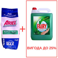 Порошок Ariel AlphaWhite 10кг / Fairy Мята 5л