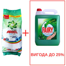 Порошок Ariel Whites&Color+Lenor 10кг / Fairy Мята 5л