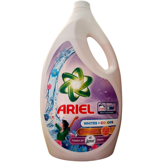 Ariel Whites+Colors с Lenor 6л – универсальный гель для стирки (120 стирок)